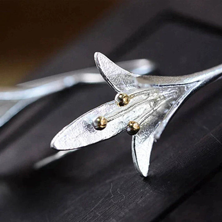 Silver Lily Drop Earrings