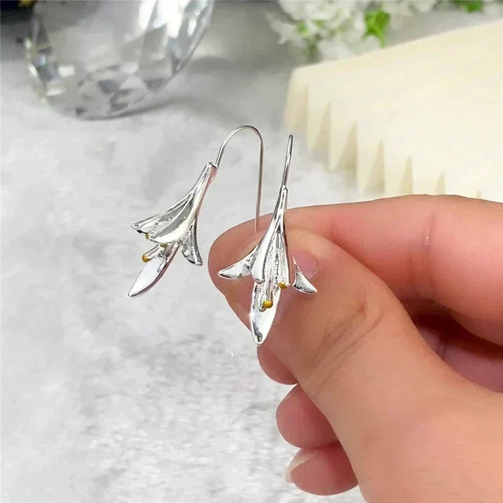Silver Lily Drop Earrings