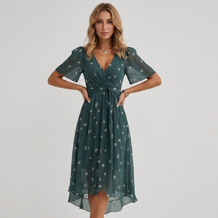Lea Floral Wrap Midi Dress