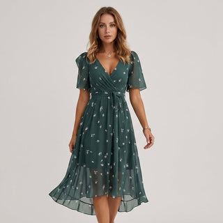 Lea Floral Wrap Midi Dress