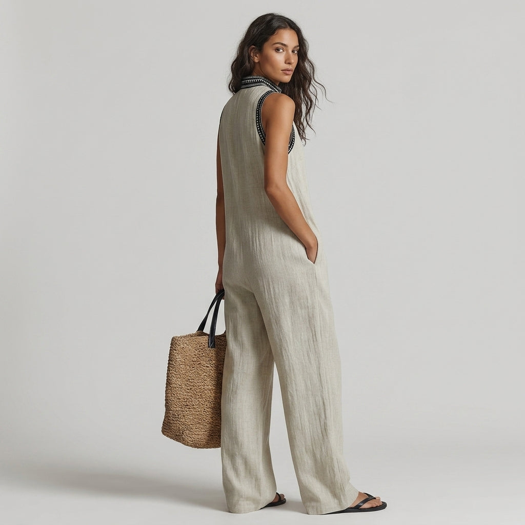 Nadia Embroidered Wide-Leg Jumpsuit