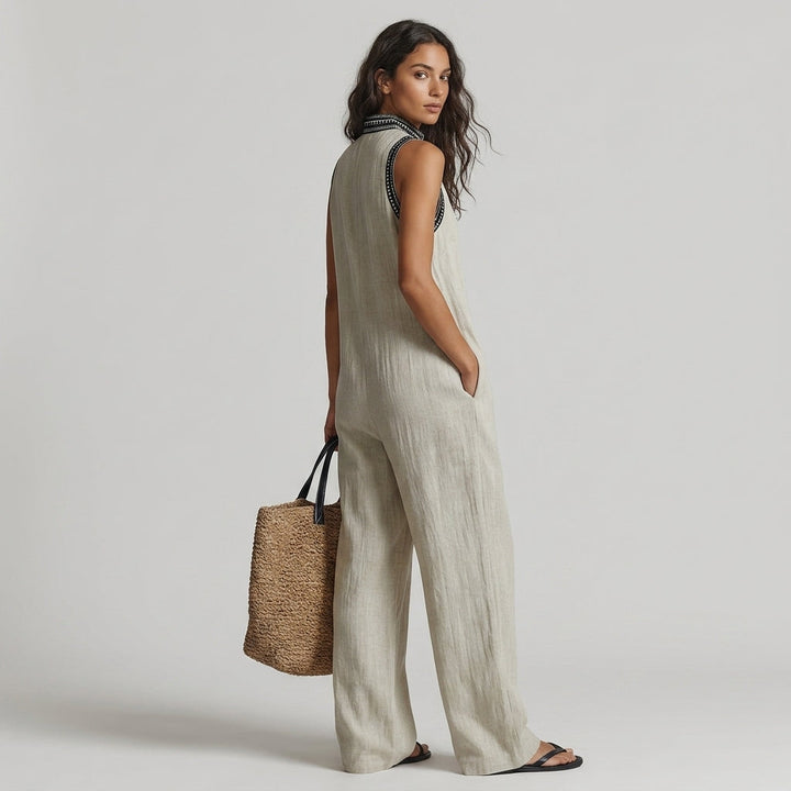 Nadia Embroidered Wide-Leg Jumpsuit