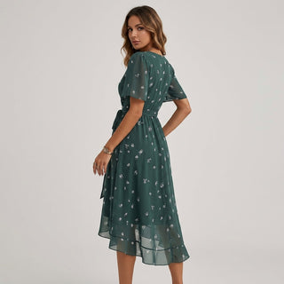 Lea Floral Wrap Midi Dress