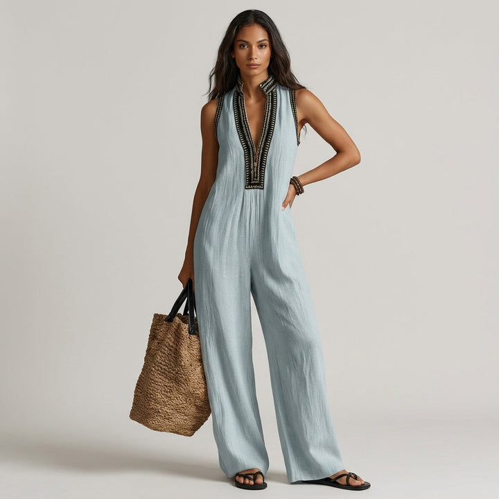 Nadia Embroidered Wide-Leg Jumpsuit