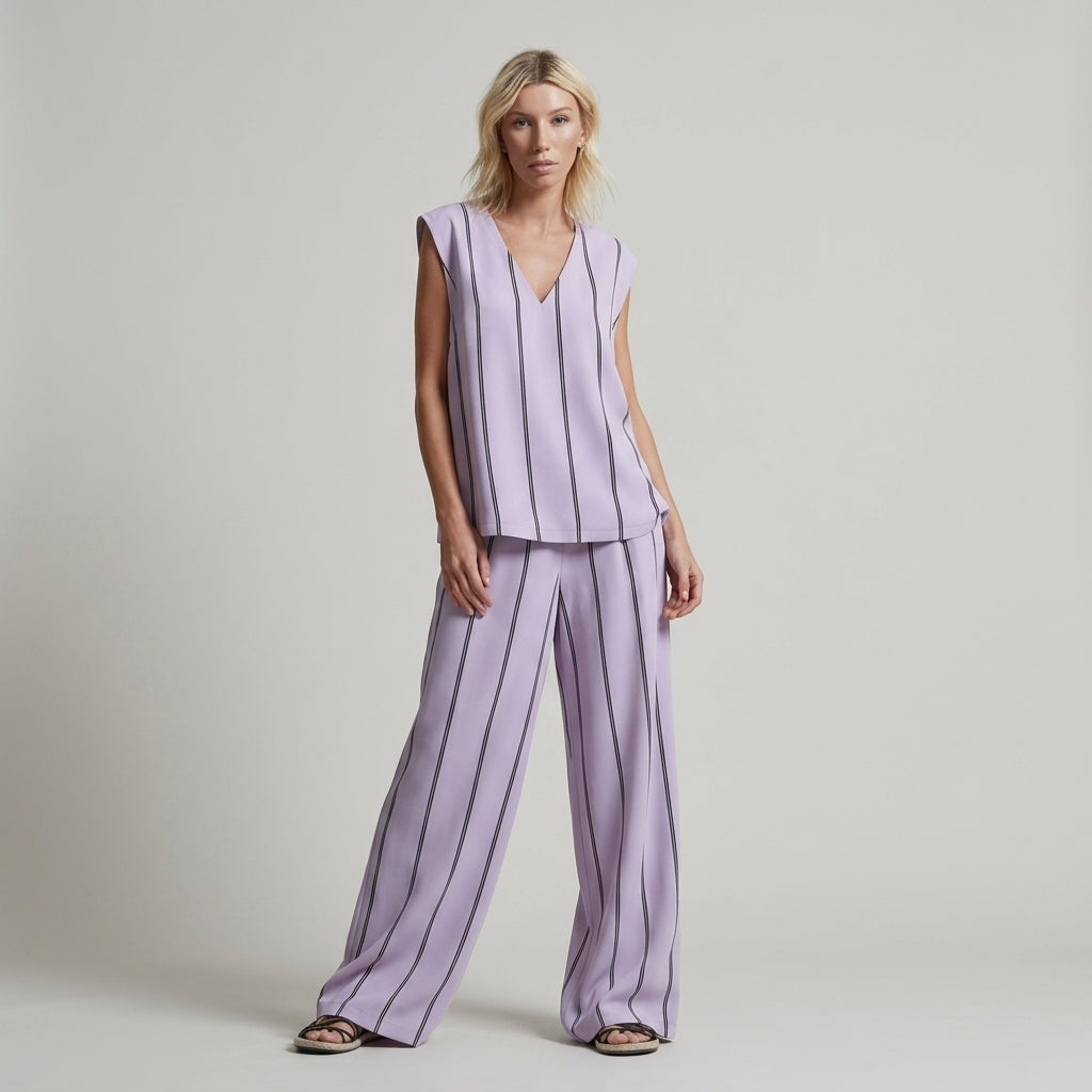 Nora Stripe Wide-Leg Two-Piece Set