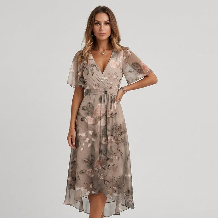 Lea Floral Wrap Midi Dress