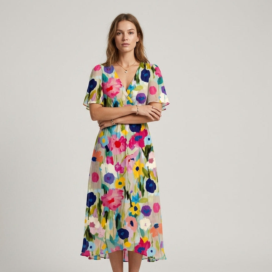 Lea Floral Wrap Midi Dress