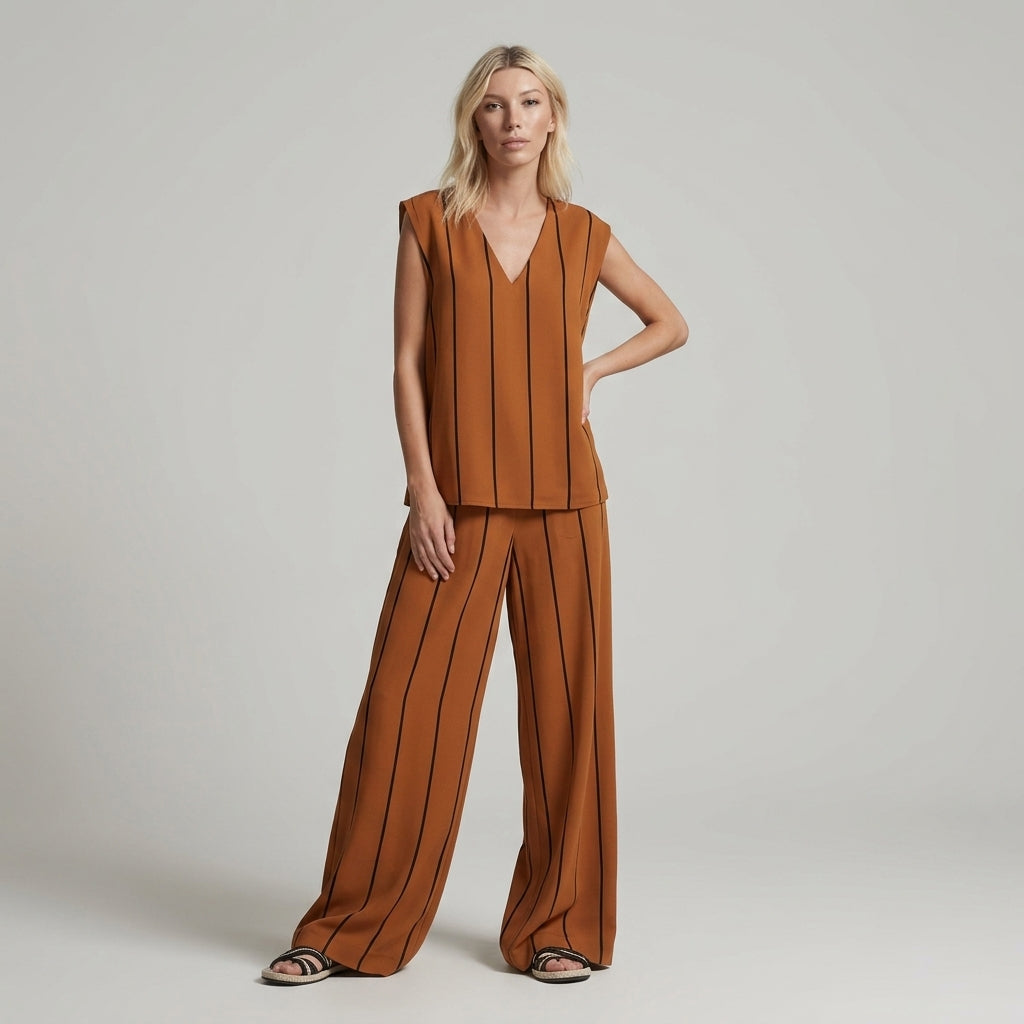 Nora Stripe Wide-Leg Two-Piece Set