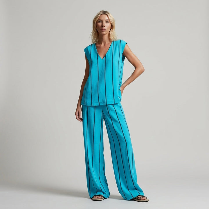 Nora Stripe Wide-Leg Two-Piece Set