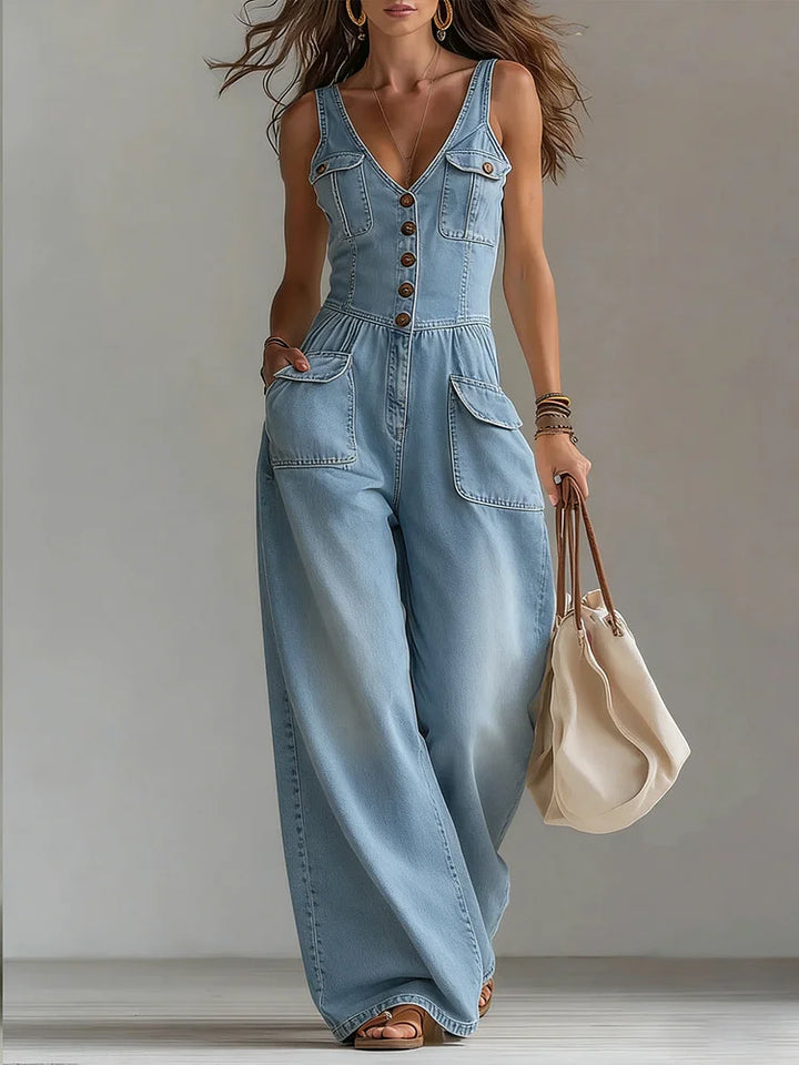 Sofia | Relaxed Sleeveless Denim Jumpsuit