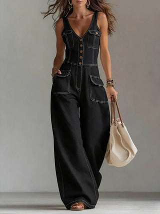 Sofia | Relaxed Sleeveless Denim Jumpsuit