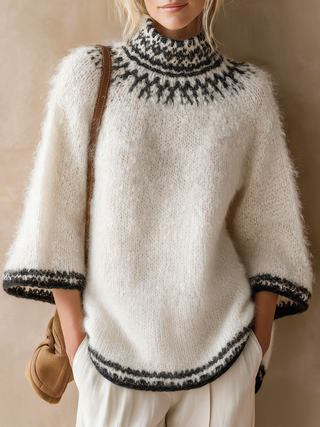 Solveig | Fair Isle Yoke Fuzzy Sweater