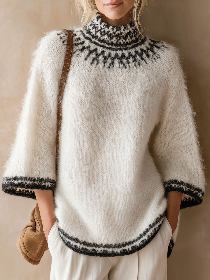 Solveig | Fair Isle Yoke Fuzzy Sweater