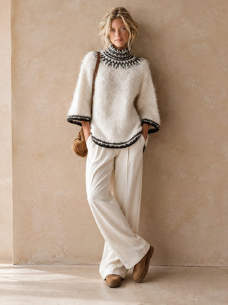 Solveig | Fair Isle Yoke Fuzzy Sweater