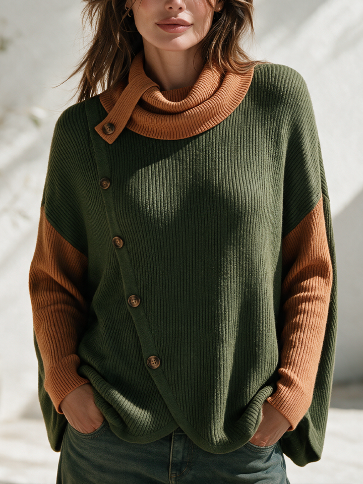 Thelma | Colour-Block Cowl-Neck Sweater