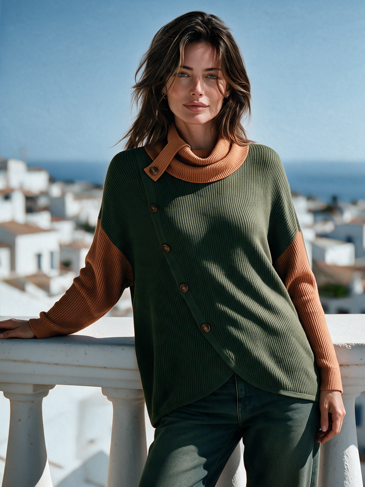Thelma | Colour-Block Cowl-Neck Sweater