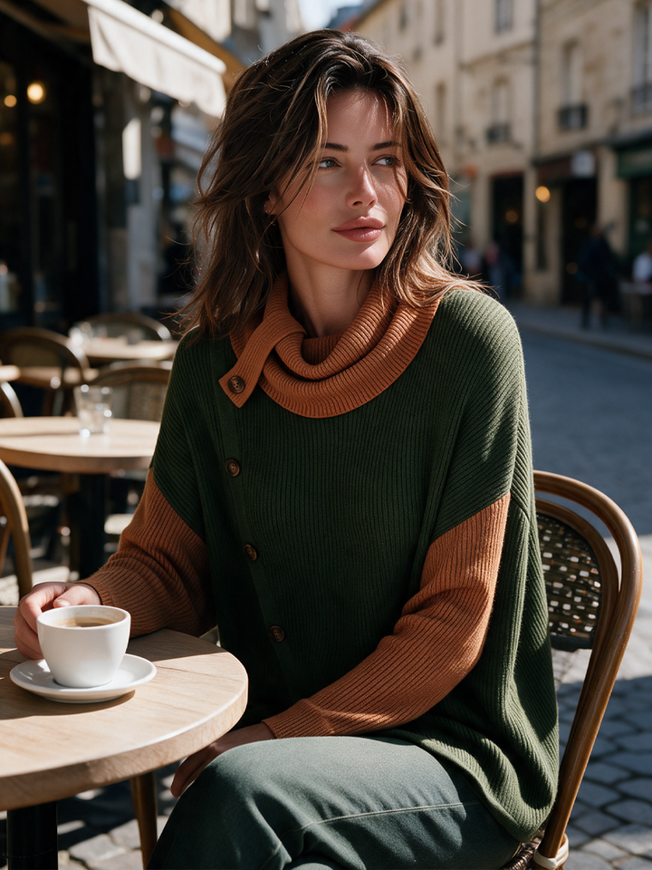 Thelma | Colour-Block Cowl-Neck Sweater