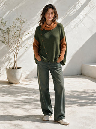 Thelma | Colour-Block Cowl-Neck Sweater
