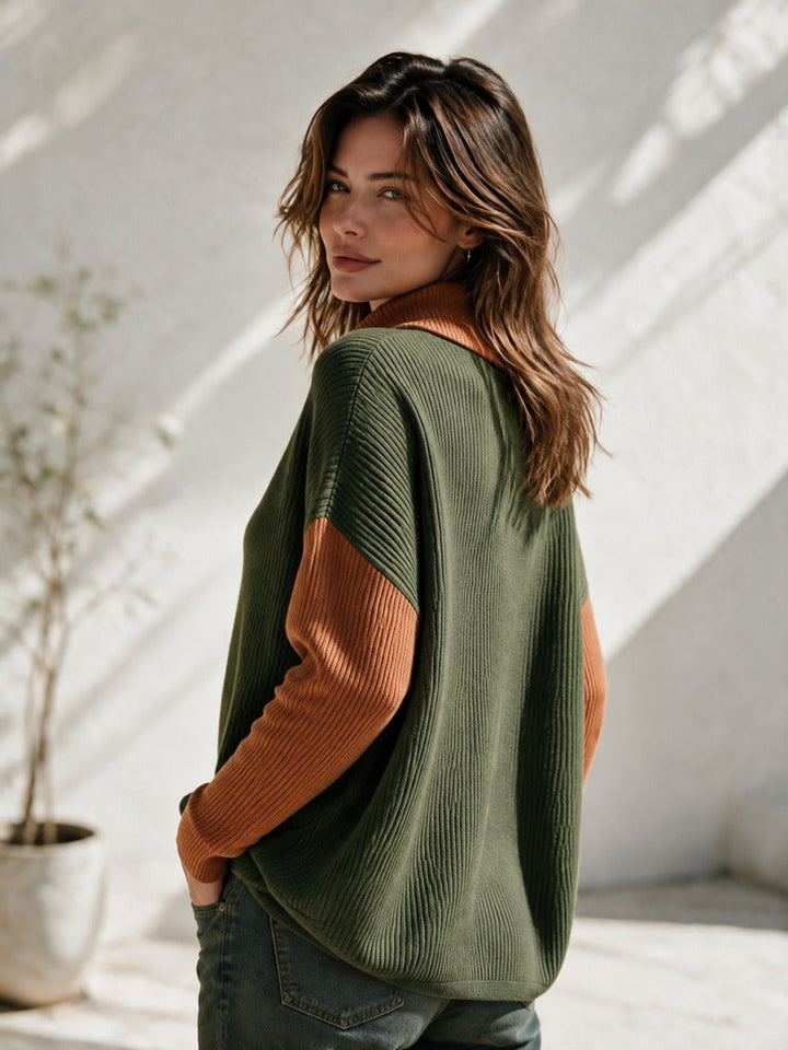 Thelma | Colour-Block Cowl-Neck Sweater