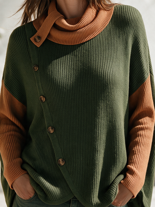 Thelma | Colour-Block Cowl-Neck Sweater