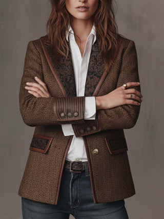 Theodora | Herringbone Panel Blazer