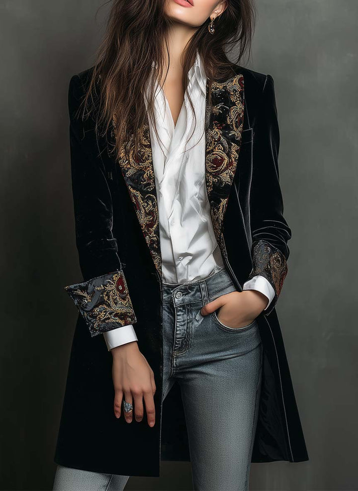 Verity | Black Baroque-Lapel Blazer