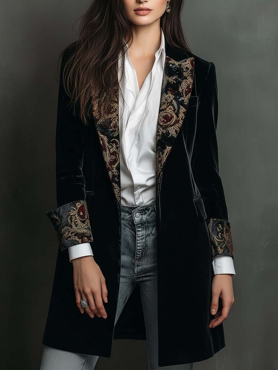 Verity | Black Baroque-Lapel Blazer