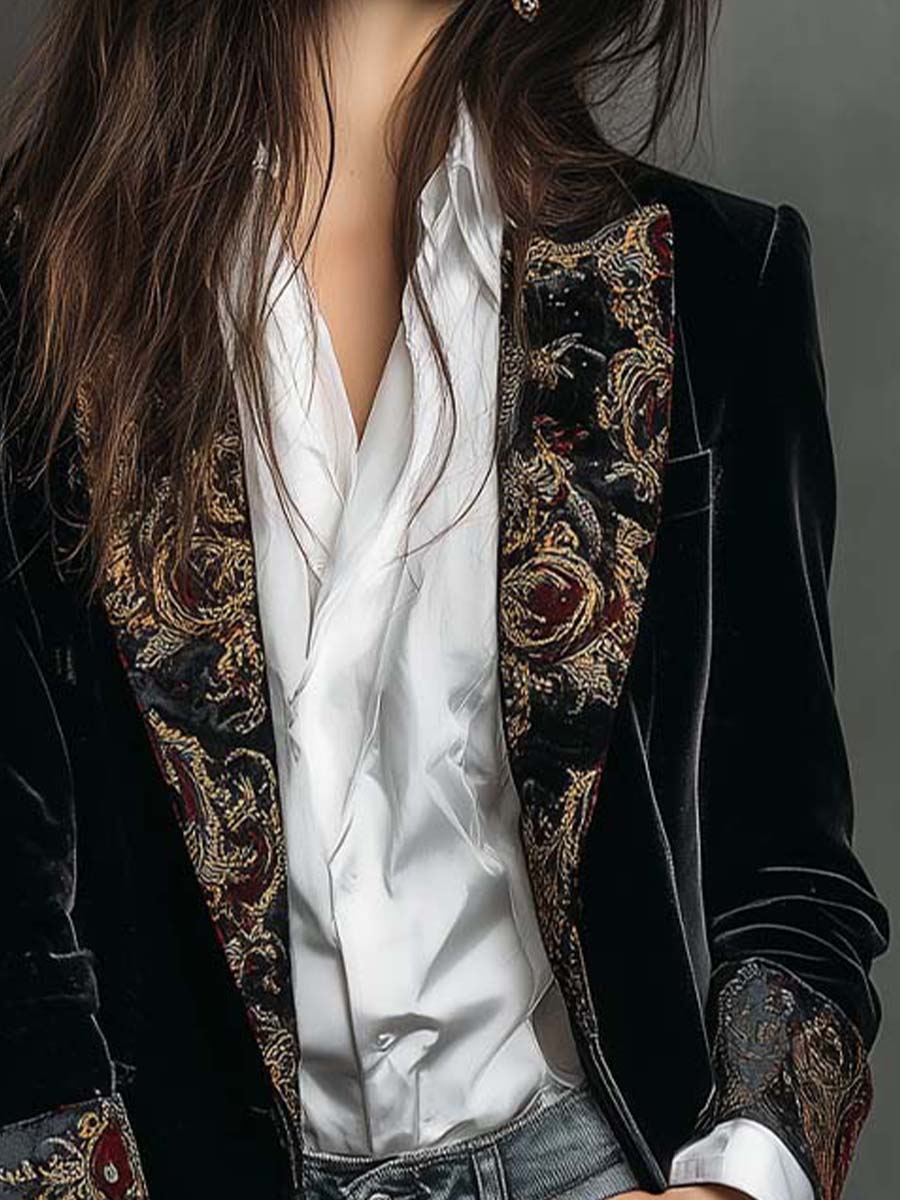 Verity | Black Baroque-Lapel Blazer