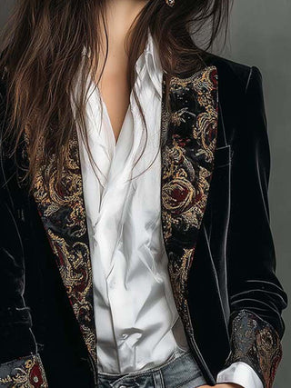 Verity | Black Baroque-Lapel Blazer