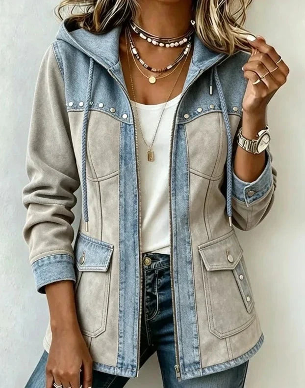 Veronique | Two-Tone Hooded Utility Jacket