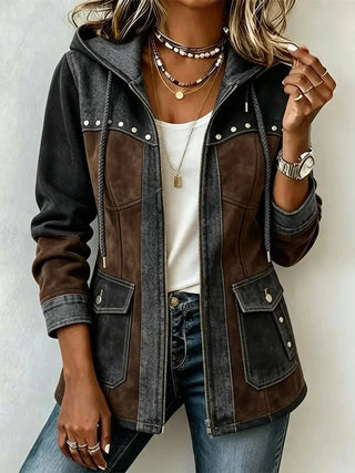 Veronique | Two-Tone Hooded Utility Jacket