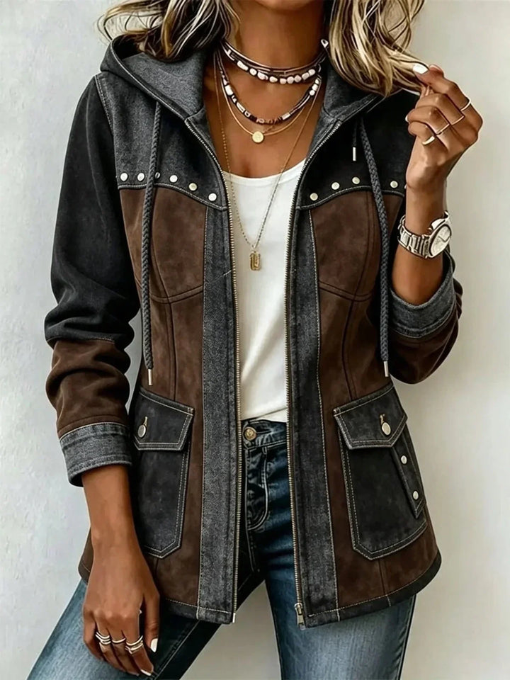 Veronique | Two-Tone Hooded Utility Jacket