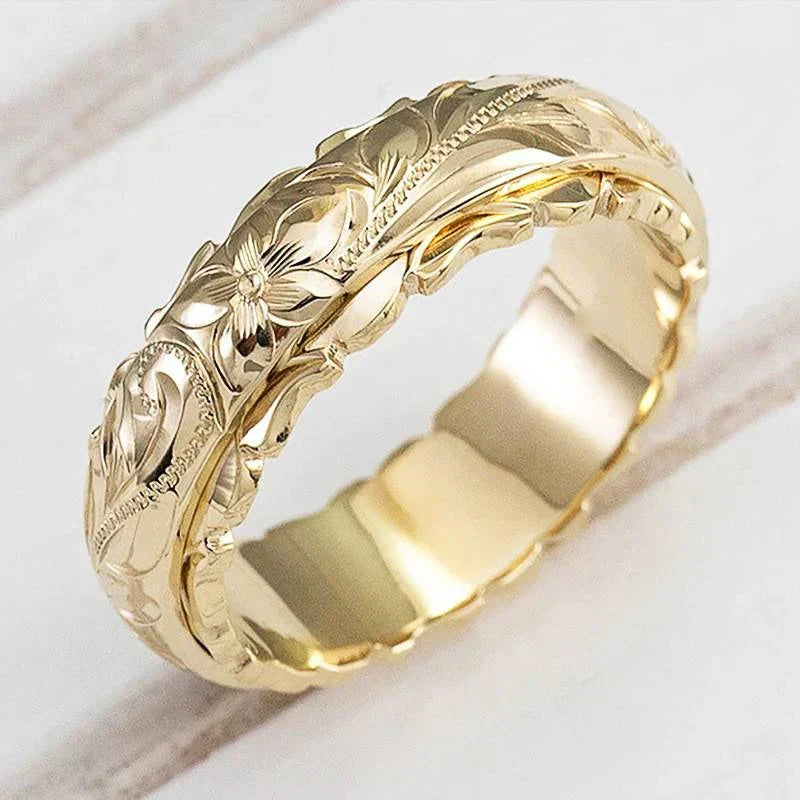 Vintage Engraved Flower Ring