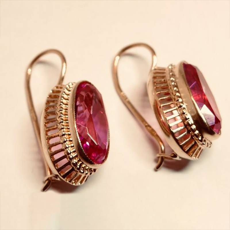 Vintage Red Crystal Drop Earrings