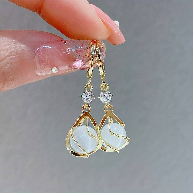 Vintage White Stone Drop Earrings