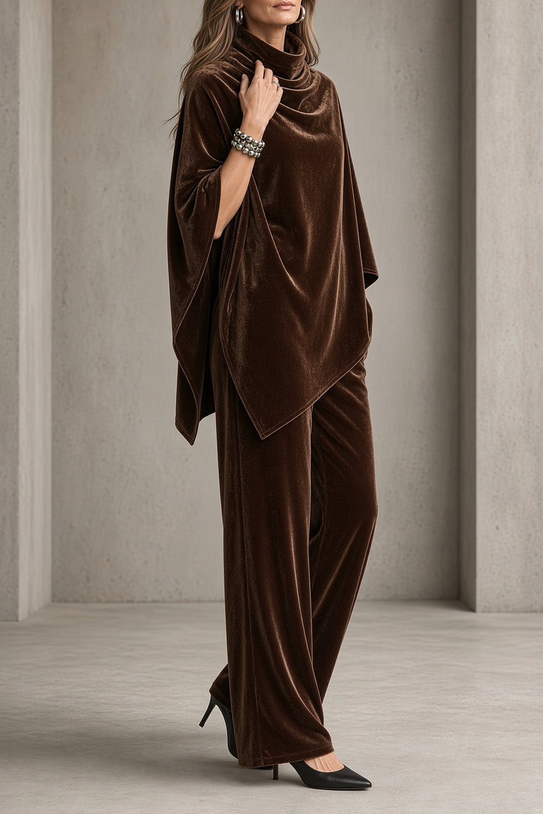 Violette | Cowl-Neck Poncho & Trouser Set