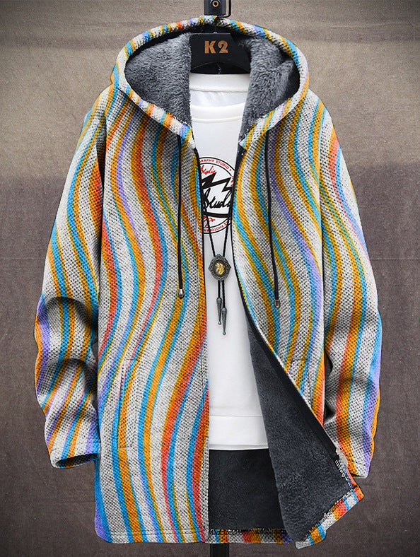 Wavy Stripe Hooded Cardigan