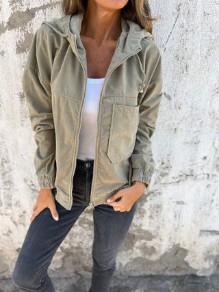 Lauren | Ribbed Zip-Up Hooded Jacket