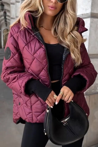 Marina | Diamond Quilted Hooded Zip-Up Jacket