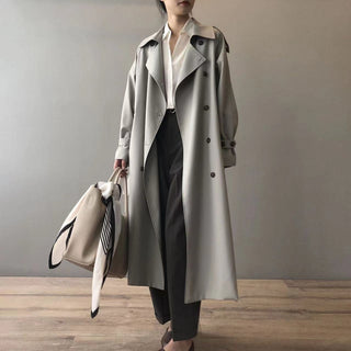 Aurelie | Double-Breasted Long Trench Coat