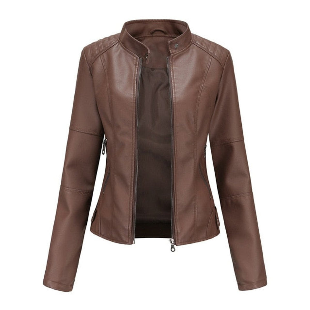 Camille | Stand-Collar Zip-Up Moto Jacket