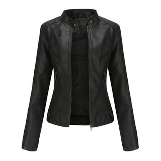 Camille | Stand-Collar Zip-Up Moto Jacket
