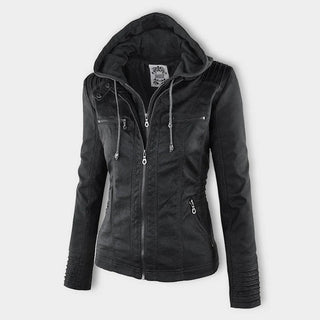 Lucinda | Hooded Moto Jacket with Removable Hood