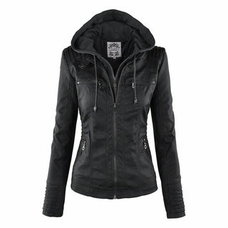 Cassia | Hooded Moto Jacket with Removable Hood