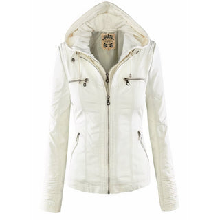 Cassia | Hooded Moto Jacket with Removable Hood