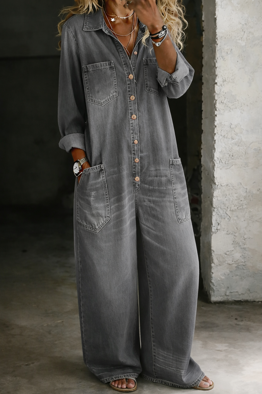 Ximena | Relaxed Denim Jumpsuit