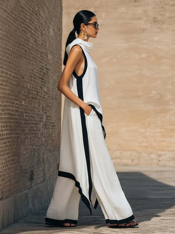 Yenira | Contrast-Trim Two-Piece Set