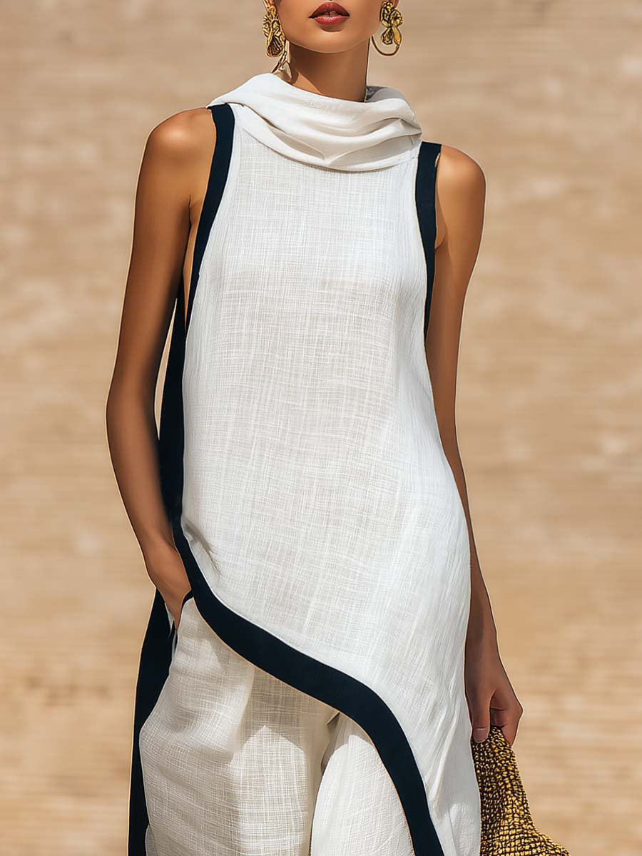 Yenira | Contrast-Trim Two-Piece Set