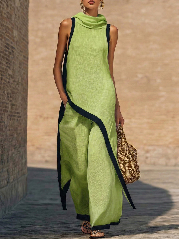 Yenira | Contrast-Trim Two-Piece Set