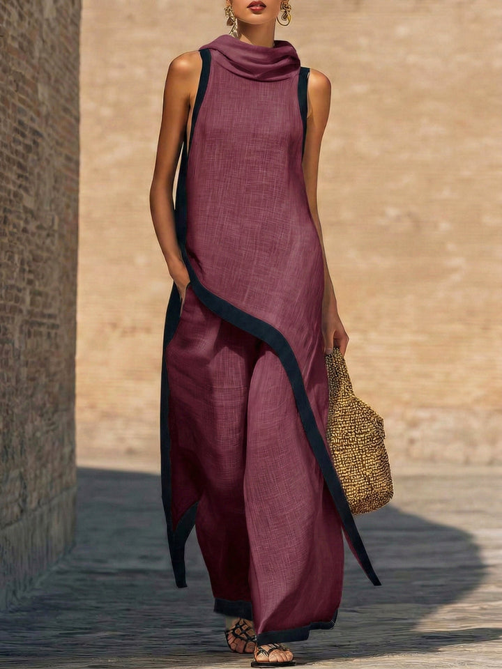 Yenira | Contrast-Trim Two-Piece Set
